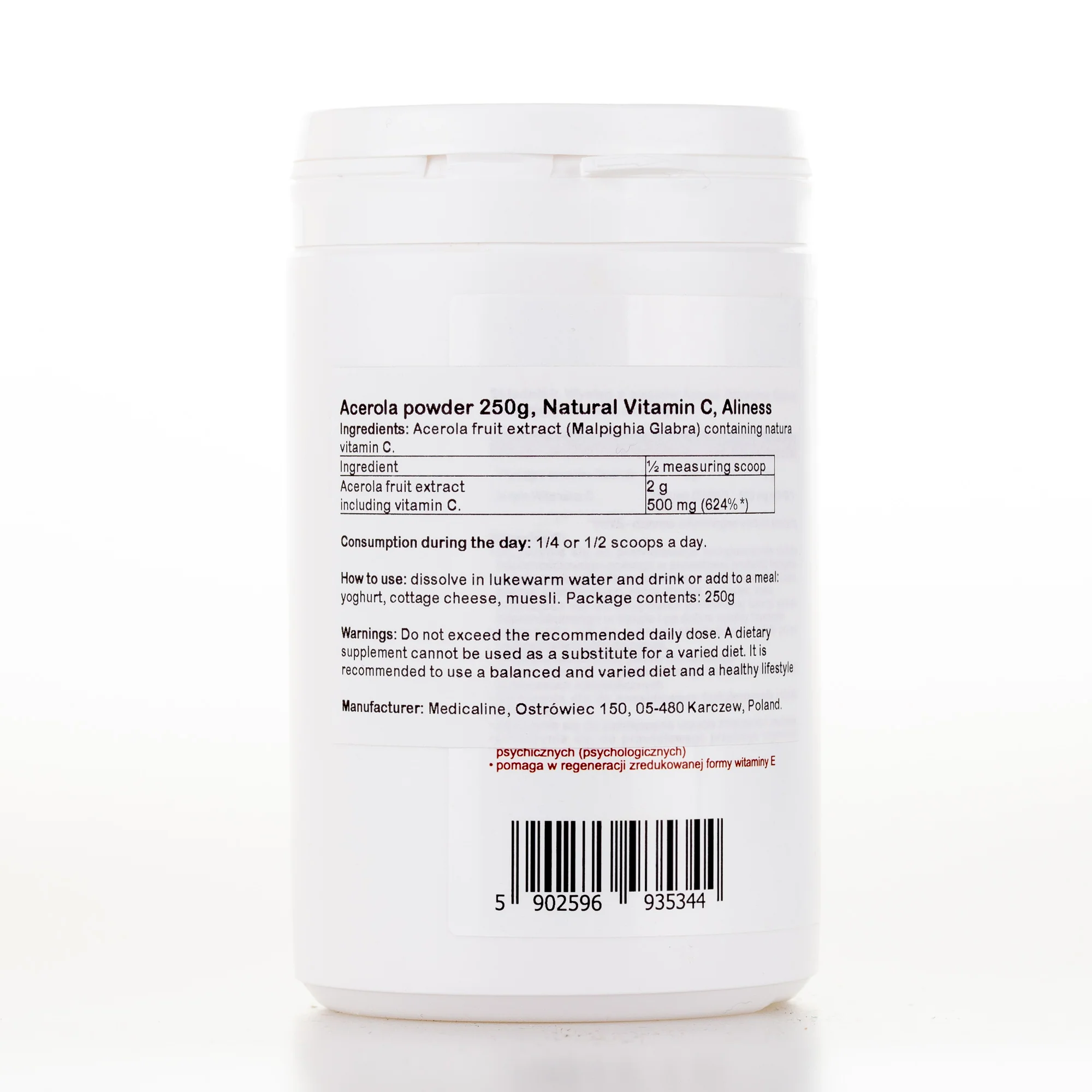 Acerola powder 250g, Natural Vitamin C - Image 2