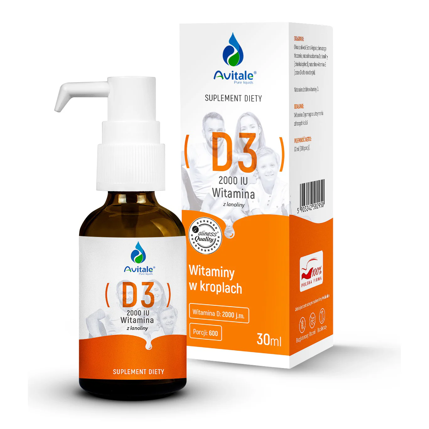 Avitale D3 2000 IU, 30 ml, 600 servings vitamins in drops.