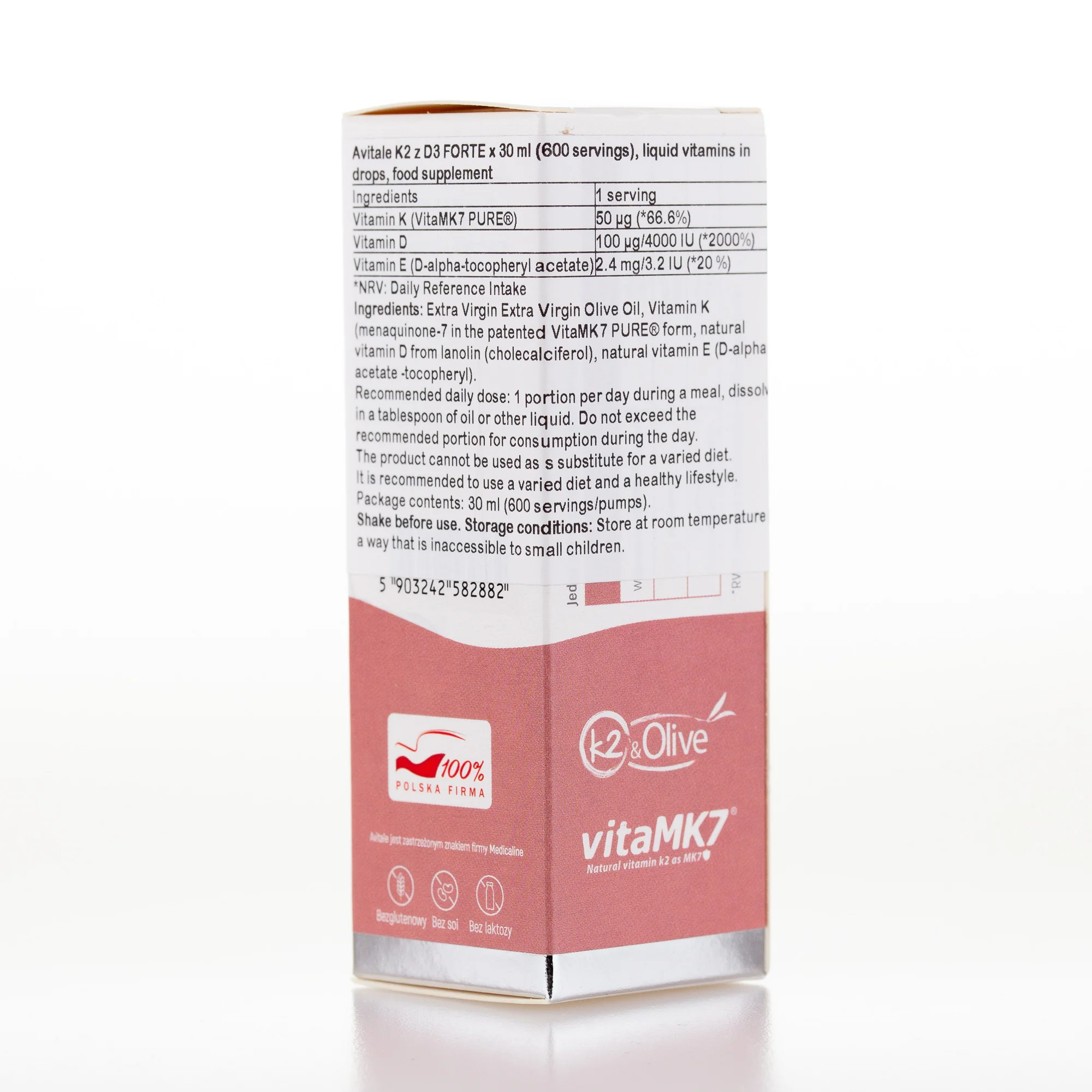 Avitale K2 with D3 FORTE, 30 ml (600 servings), liquid vitamins in drops - Image 2