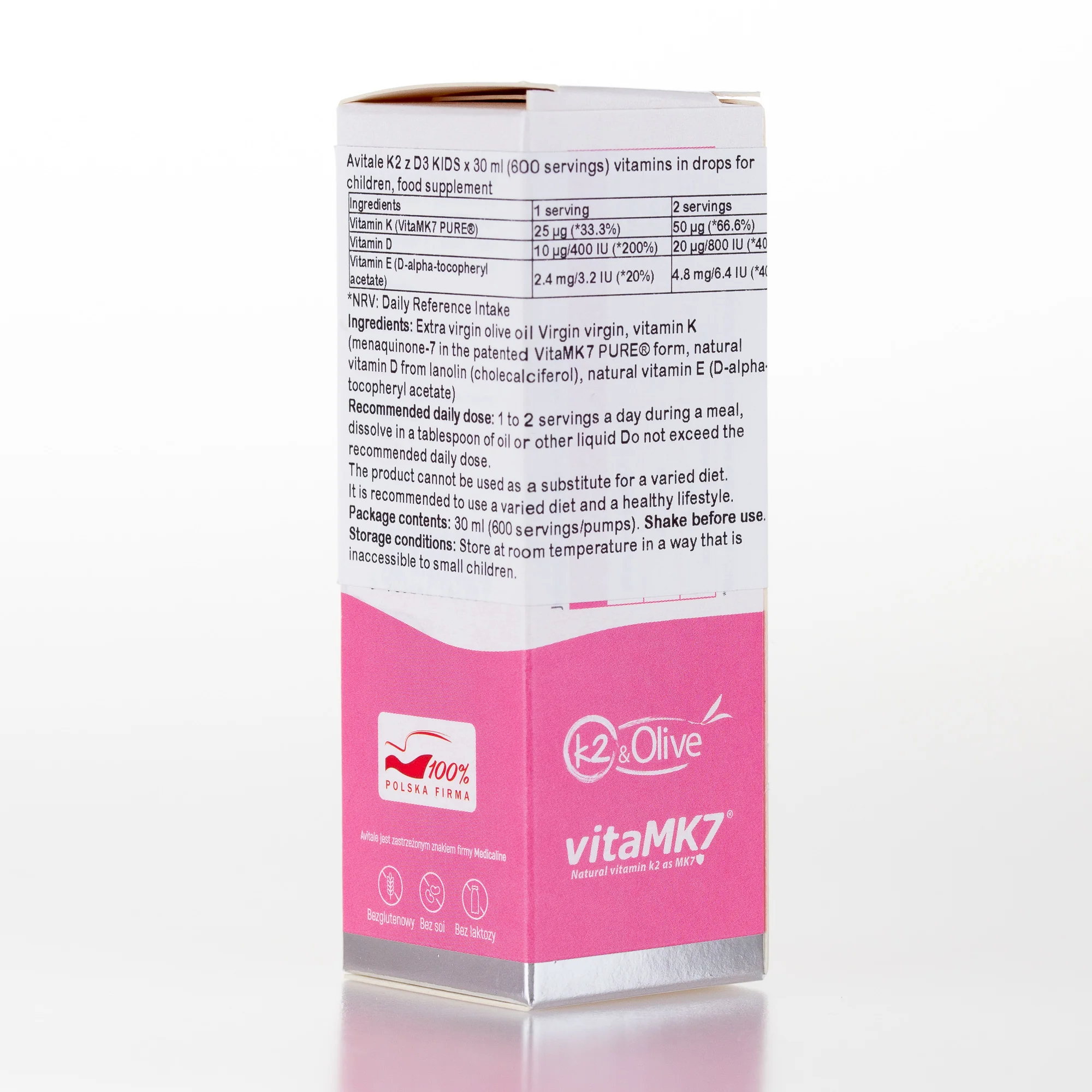 Avitale K2 with D3 KIDS, 30 ml (600 servings) vitamins in drops for children - Image 2