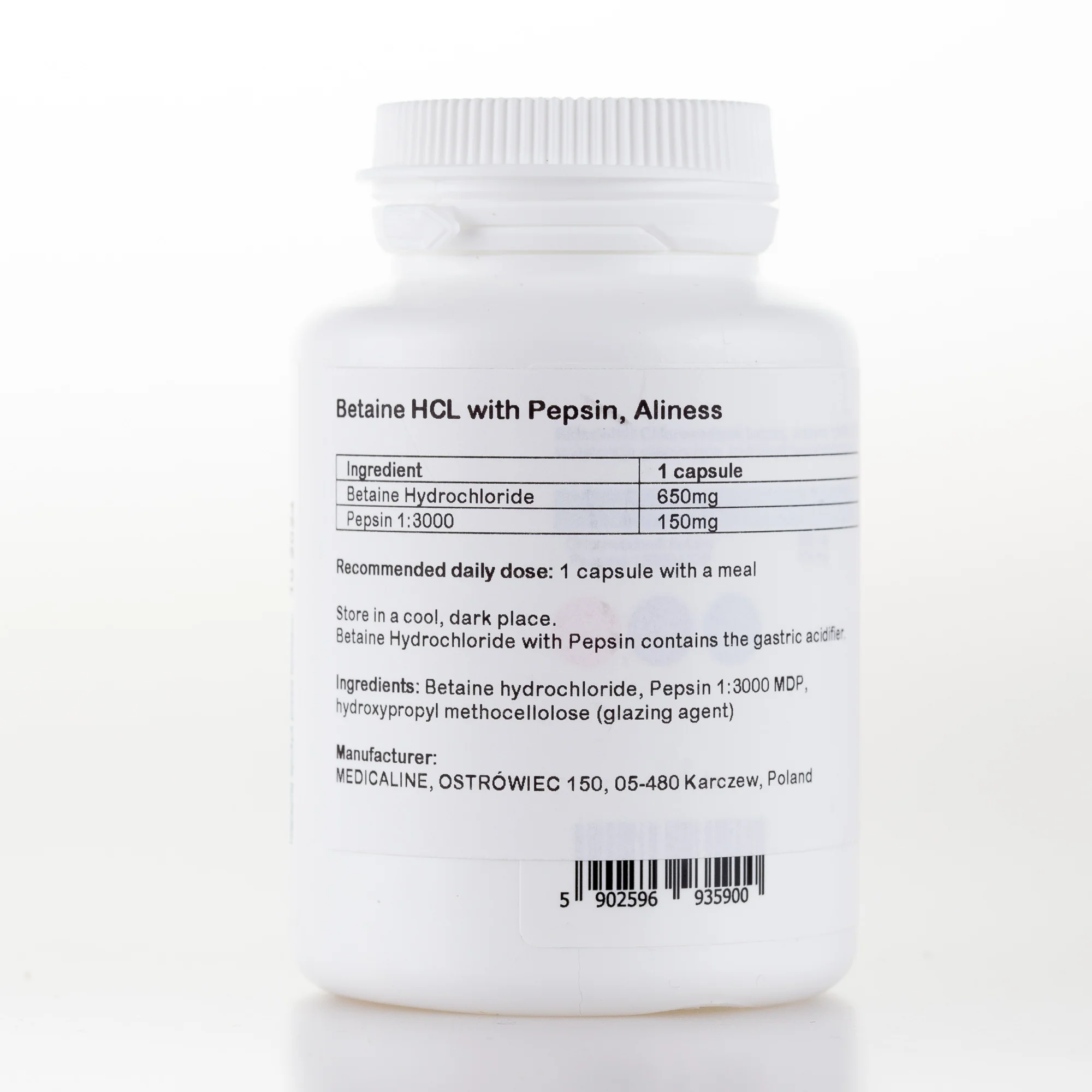 Betaine HCL with Pepsin, 100 capsules - Image 2