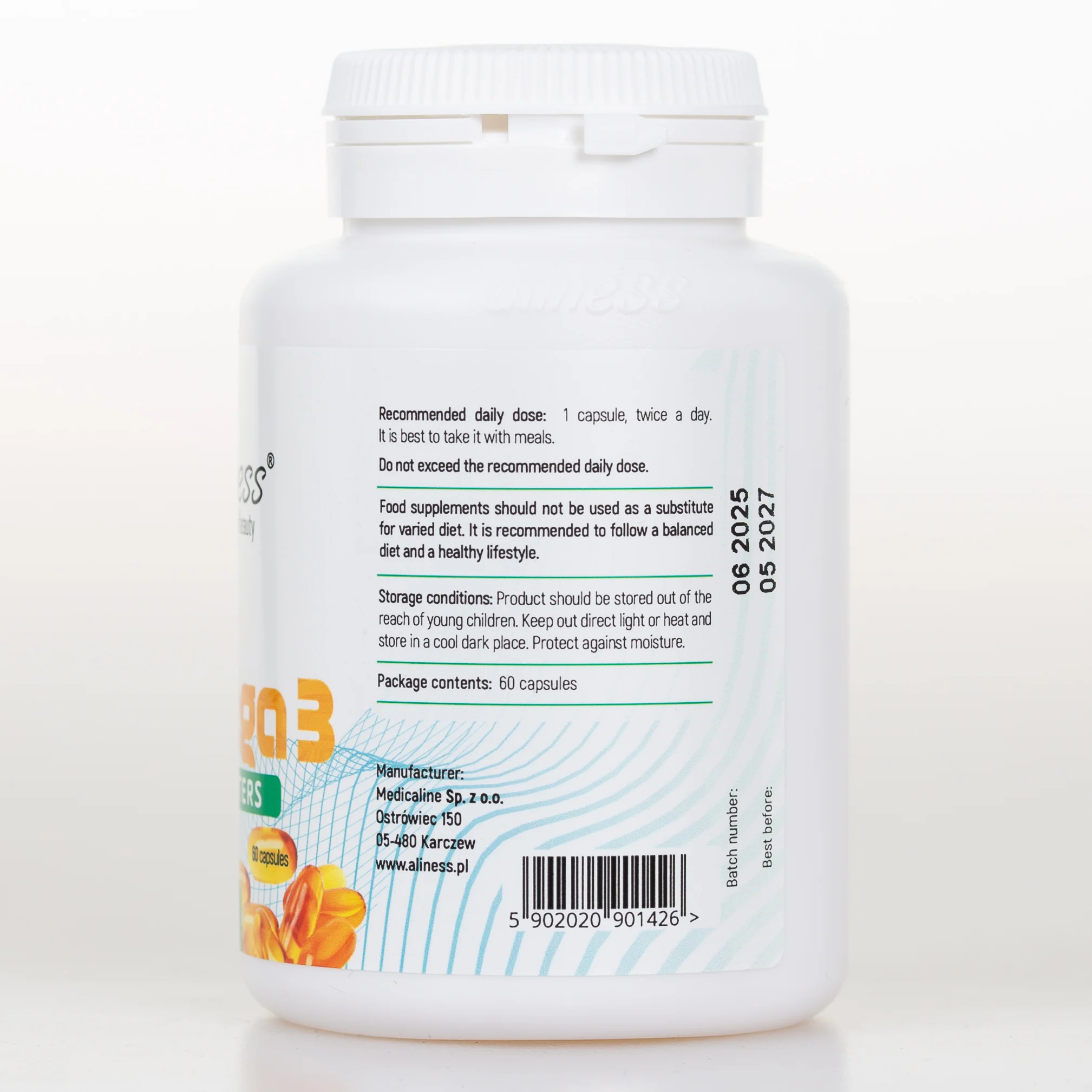 Fish Omega 3 FORTE Ethyl Esters 500mg EPA / 250mg DHA, 60 capsules, High dose of EPA and DHA essential fatty acids - Image 3
