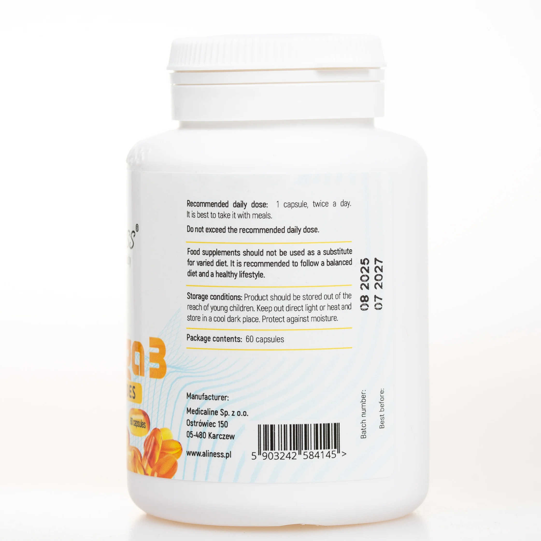 Fish Omega 3 Triglycerides 180 mg EPA, 120mg DHA, 60 capsules - Image 2