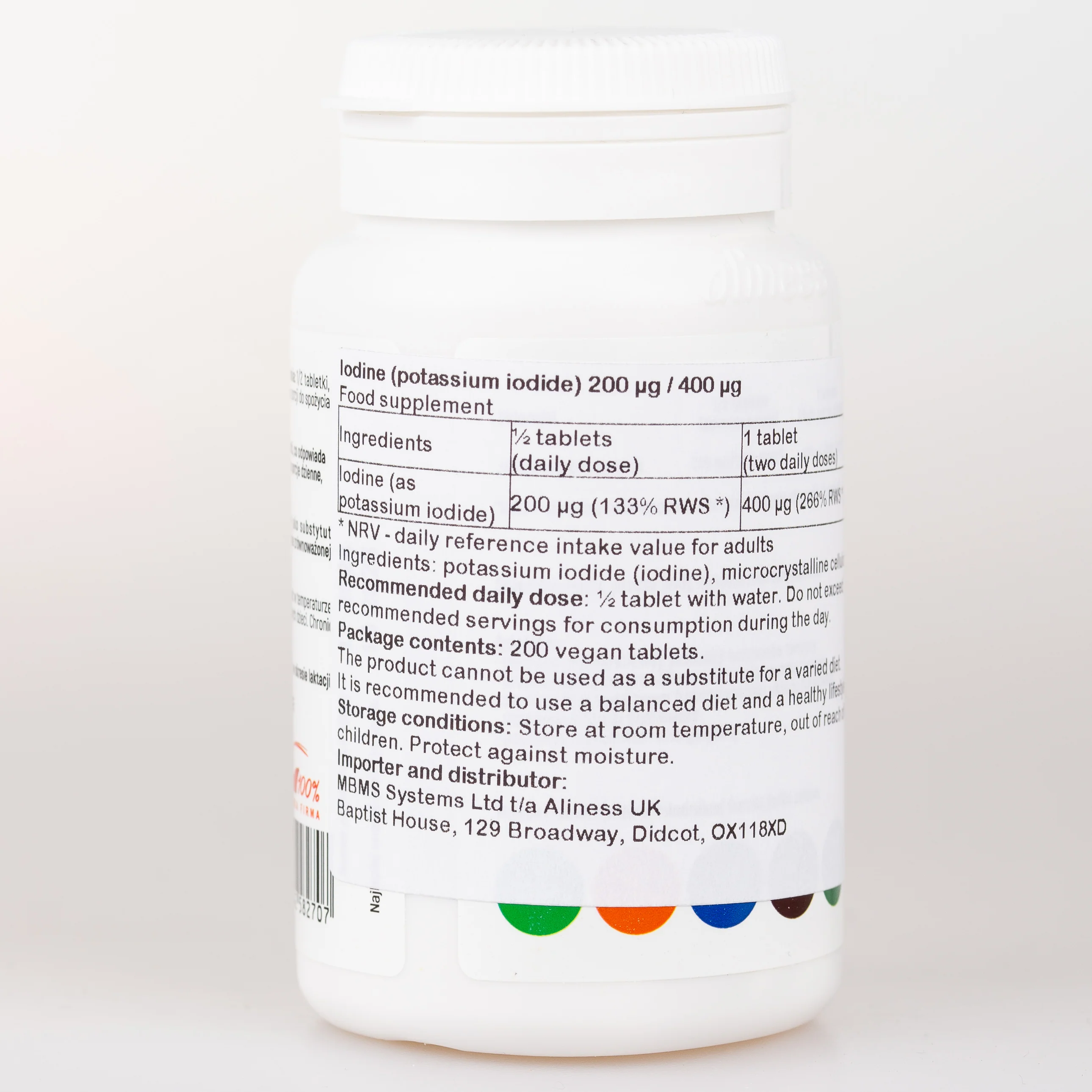 Iodine (potassium iodide), 200 vegan tablets - Image 2