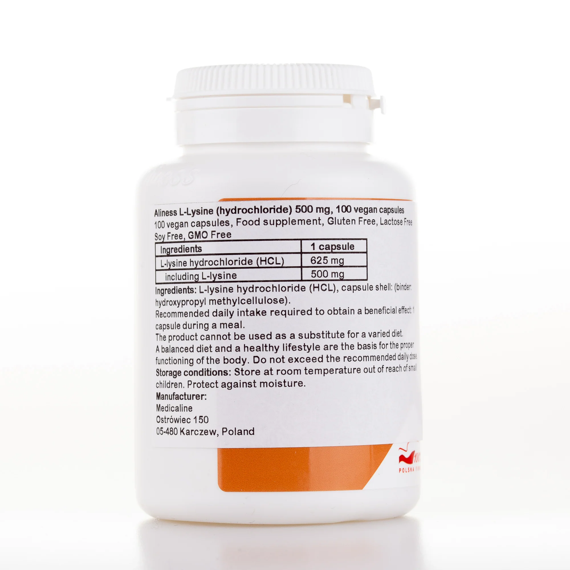 L-Lysine (hydrochloride), 100 vegan capsules - Image 2
