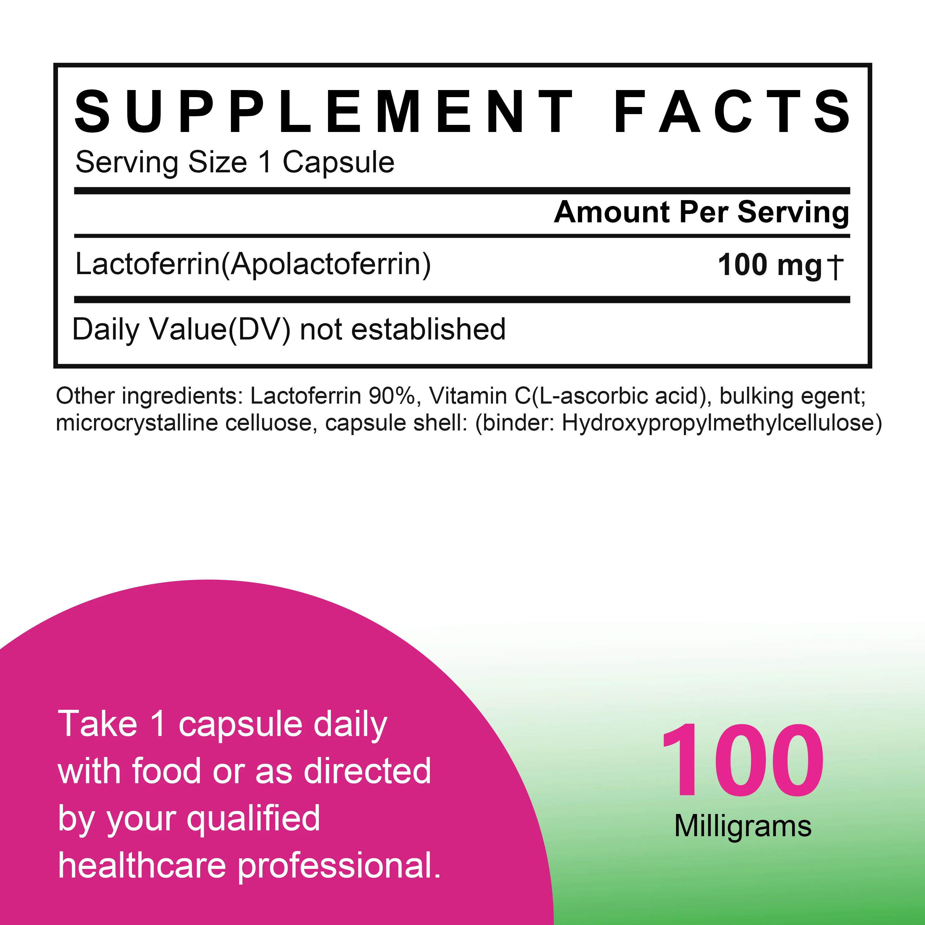 Lactoferrin, 60 capsules, LFS 90% 100mg, 2 months supply - Image 4