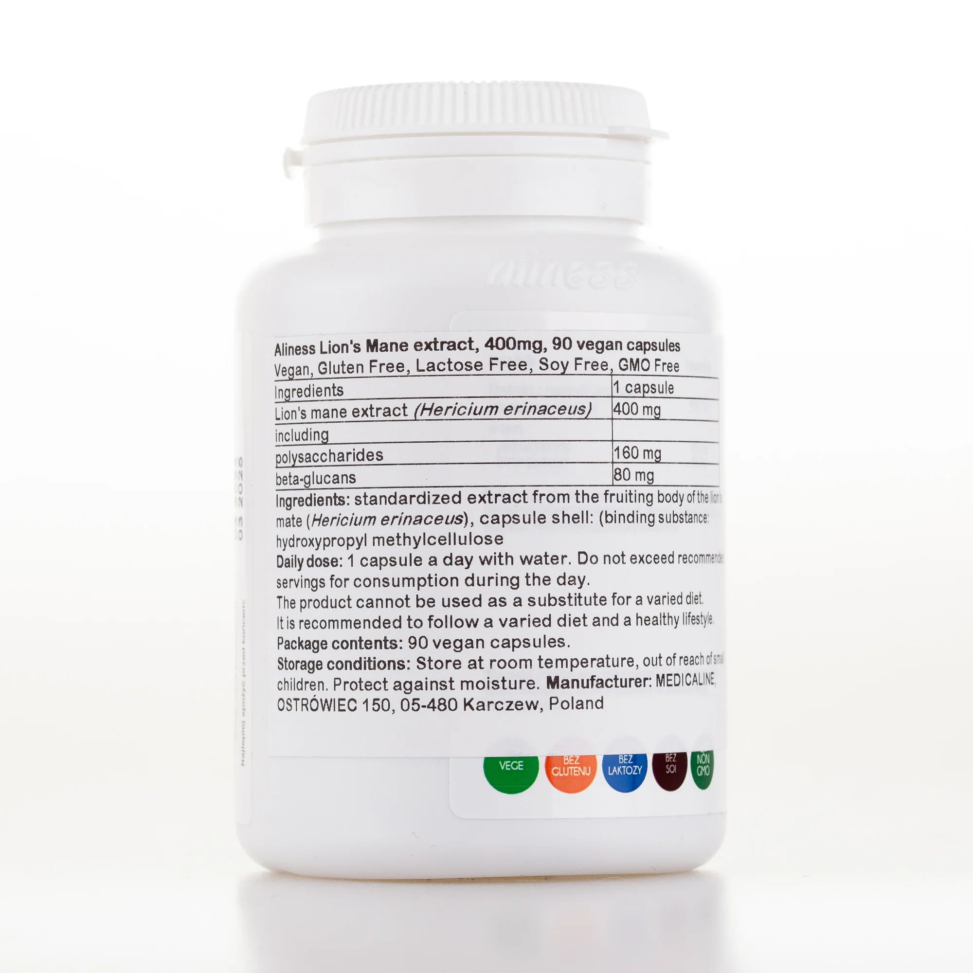 3 Months Supply of Lion's Mane Mushroom Supplement Capsules UK, 400mg, 90 capsules of powder extract - Image 2