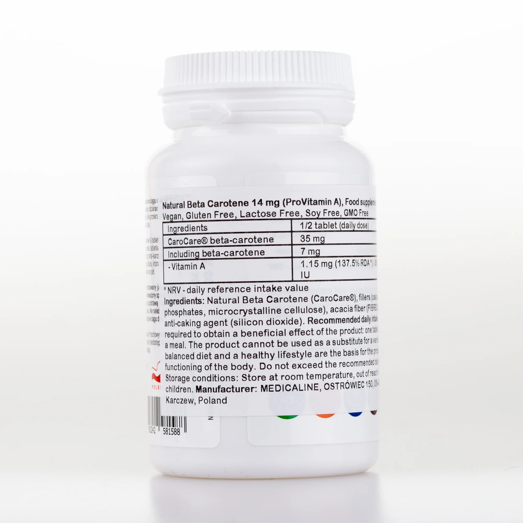 Natural BetaCarotene 14 mg (ProVitamin A), 100 vegan tablets - Image 2