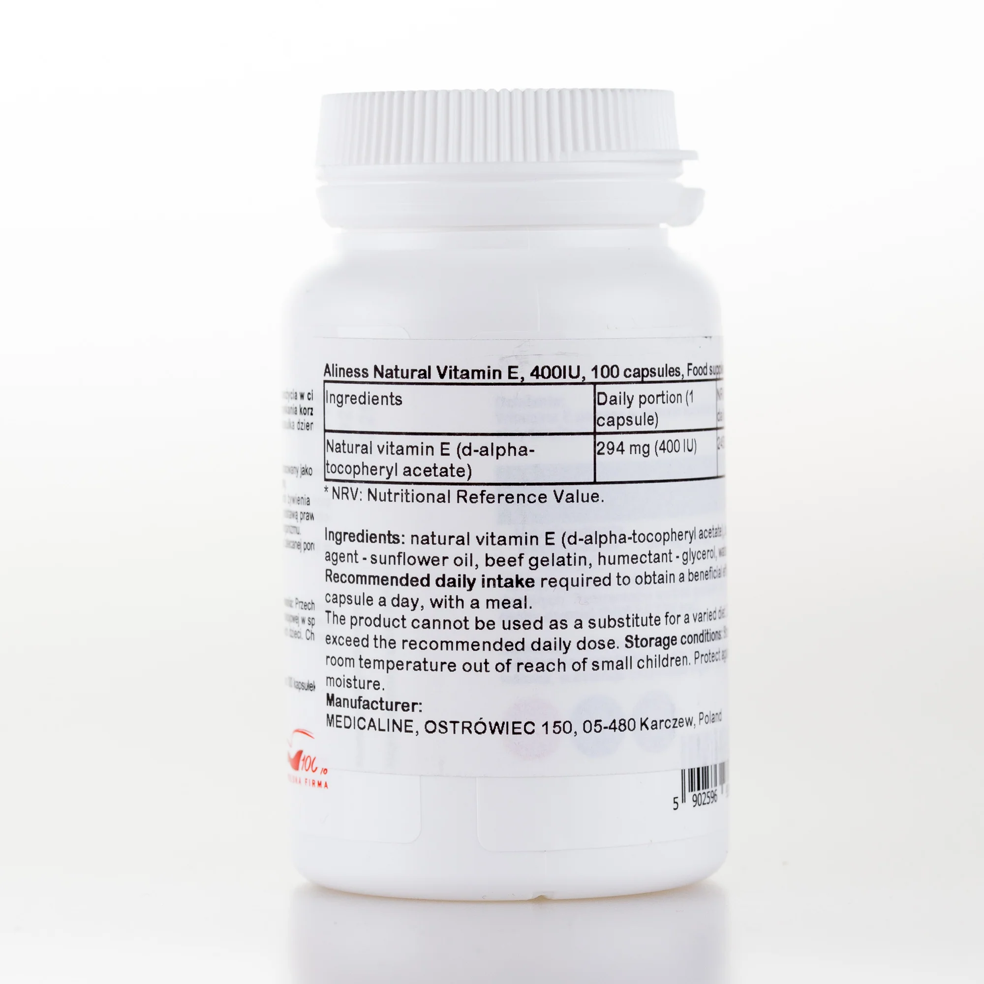Natural Vitamin E, 400IU, 100 capsules, Tocopherols, Vitamin of Youth - Image 2