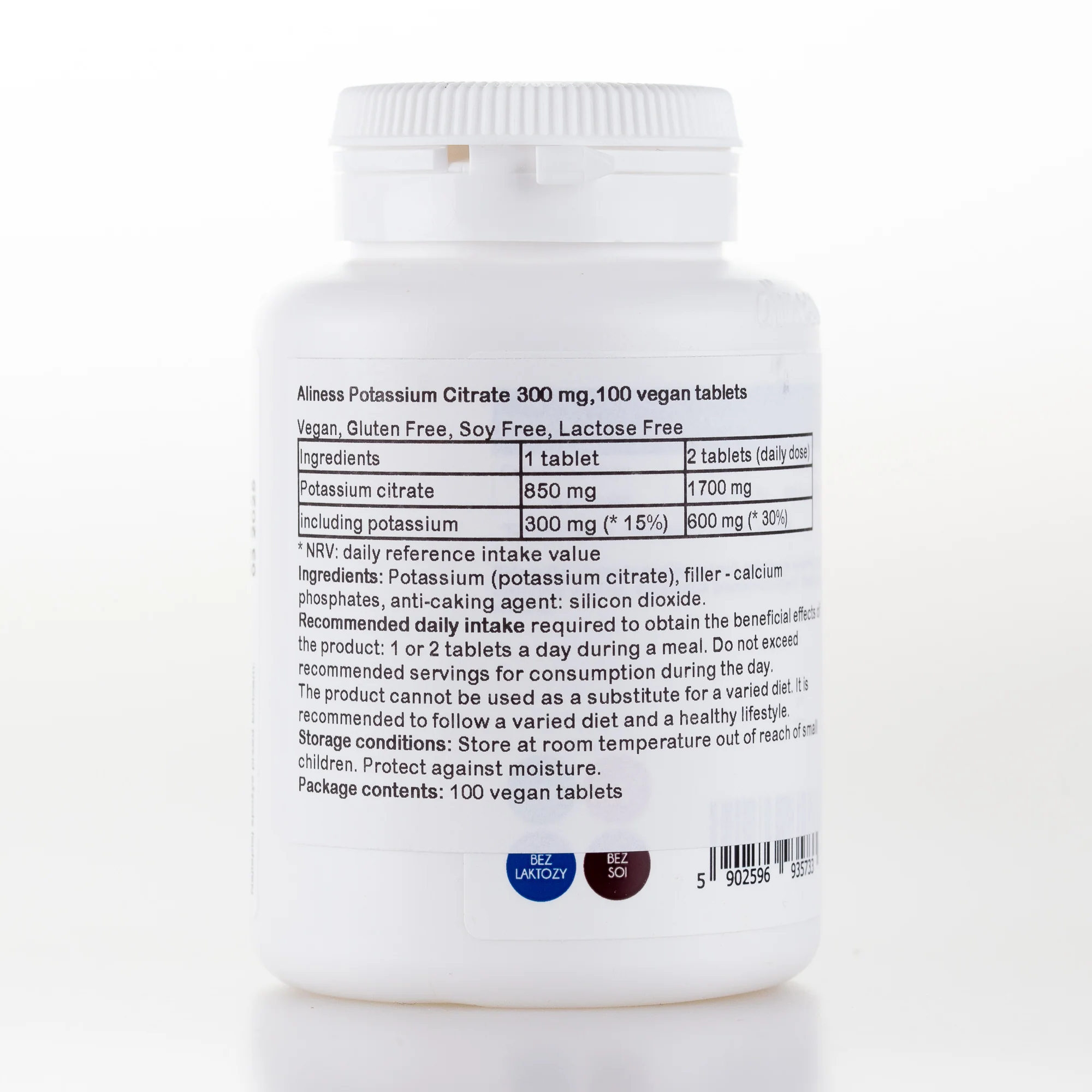 Potassium Citrate 300 mg, 100 vegan tablets - Image 2