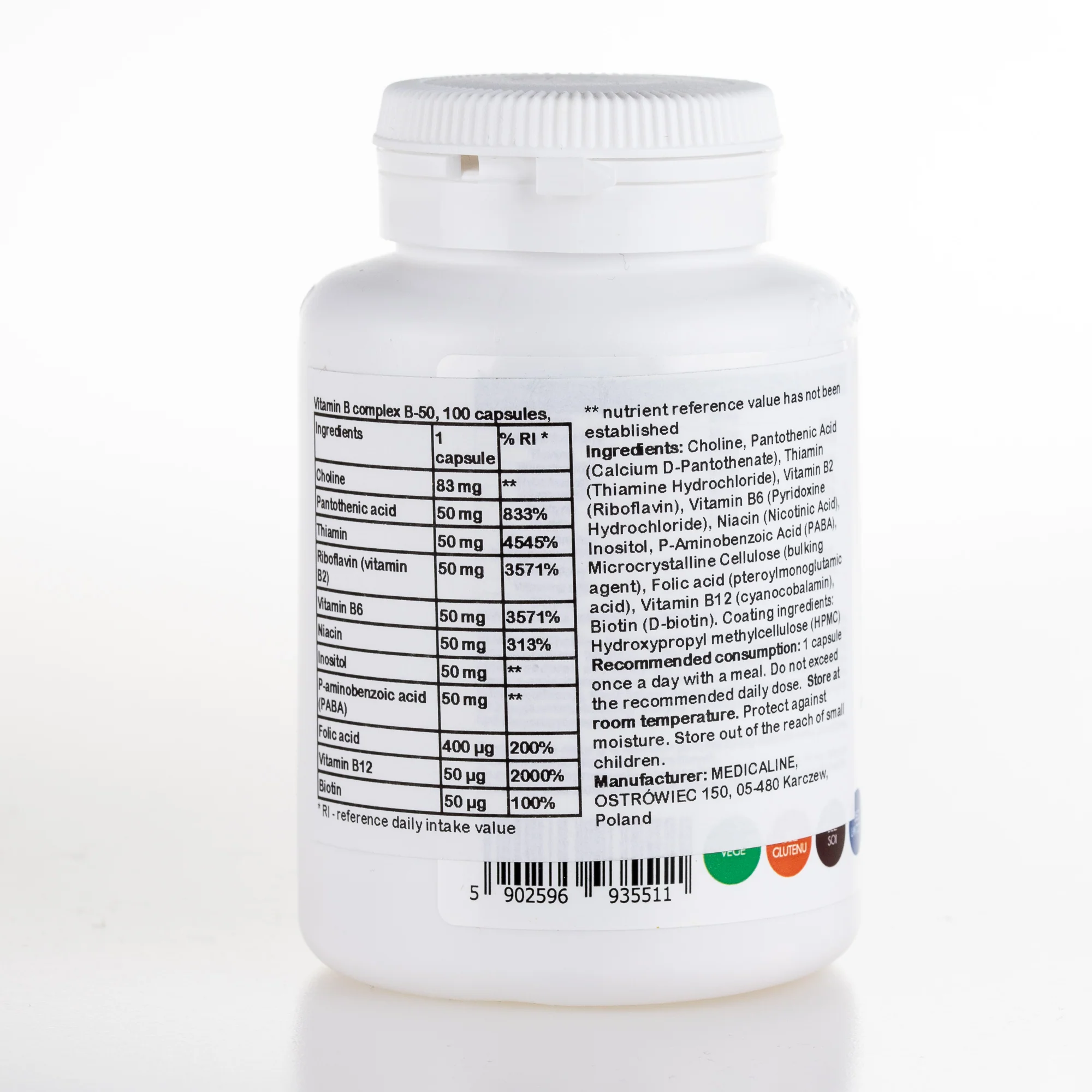 Vitamin B complex B-50, 100 capsules - Image 2